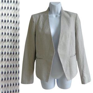 Theory Collarless Cotton Blazer Lanai Brink Open Front Polka Micro Dot Lined 4